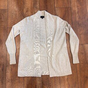 J Crew Sweater Womens XS Ivory Italian Cashmere Open Front Long Cardigan FLAWED